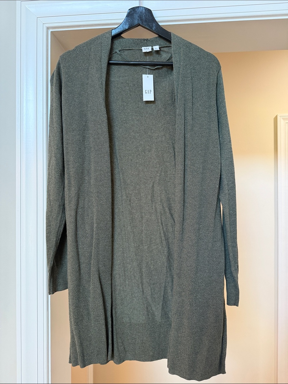 GAP Olive Green Open-Front Knit Cardigan
